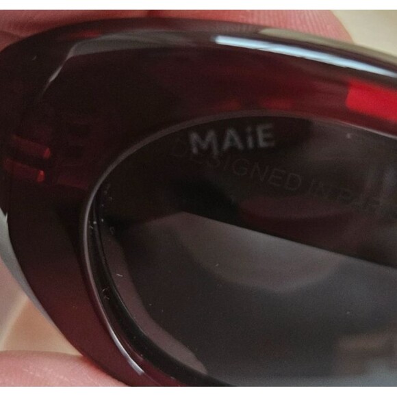 MAIE Atelier Azrou Burgundy Grey Round Sunglasses UV400 Polarised Lens main image 4